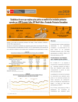 Estadísticas de naves atendidas con grúas pórtico – 2020